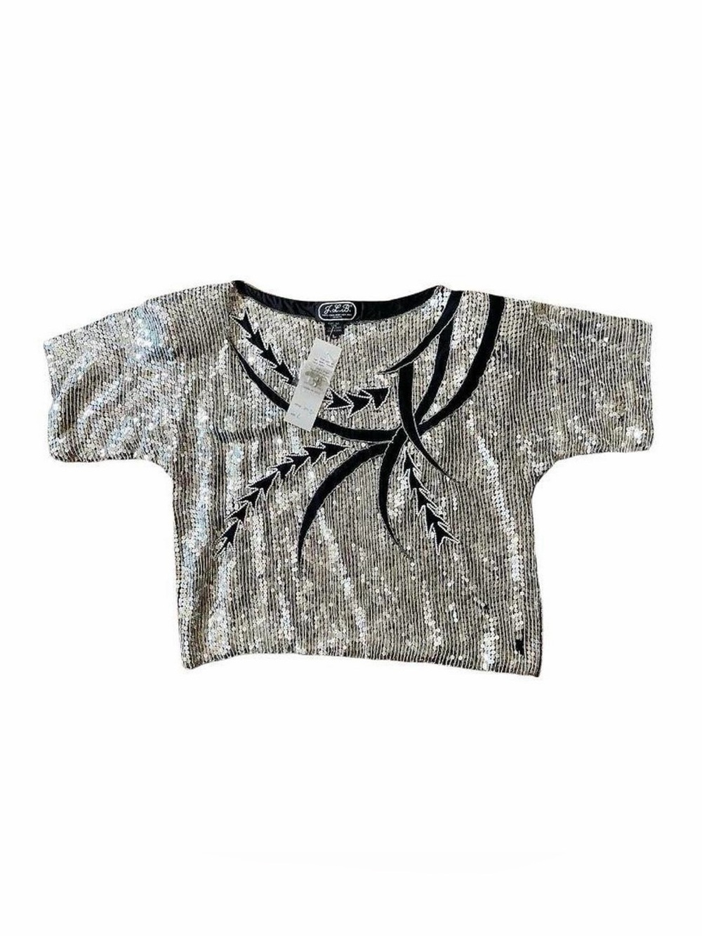 Vintage Silk Sequin Beaded Party Top L NWT